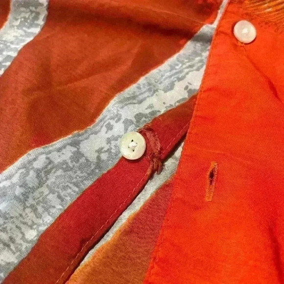 Vintage Y2K Mossimo Men’s M Orange Palm Tree Print Gorpcore Streetwear Button Up - Picture 3 of 7